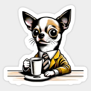 Chihuahua Coffee Break: Funny Chihuahua Dog Tee Sticker